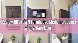Review RUSTOWN Farmhouse Medicine Cabinet with 2 Barn Door, Wood Wall Mounted Storage Cabinet with A