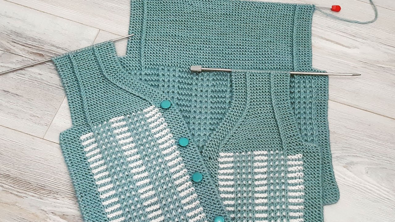 Kız ve Erkek Bebekleri için Şık Trend Kolay Bebek Yeleği 🎀🎊 easy knitting baby sweater design