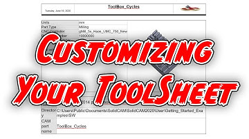 Customizing Your ToolSheet