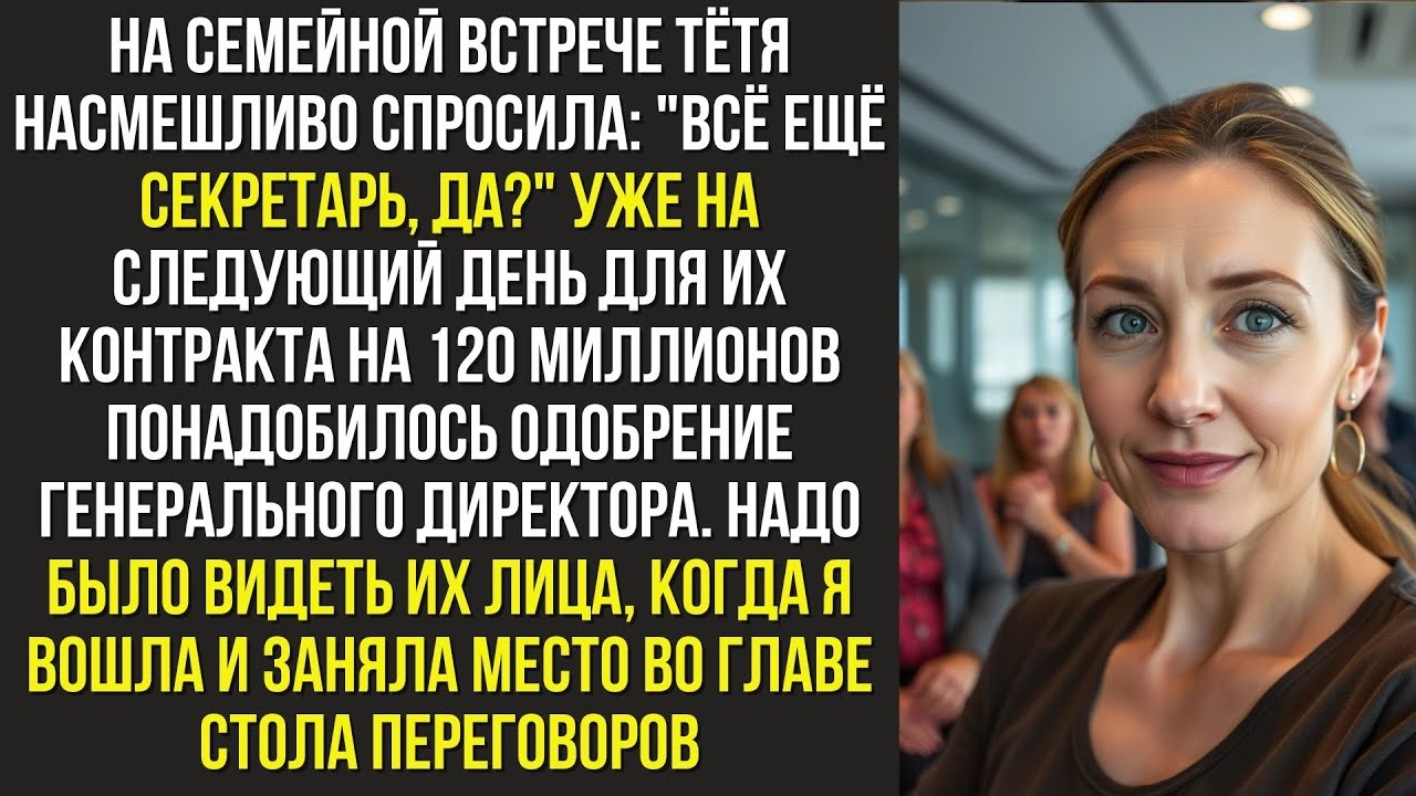 На семейной встрече тётя насмешливо спросила   Всё ещё секретарь, да   Уже на следующий день для