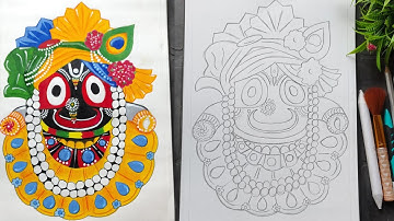 Lord Jagannath Drawing, Outline Tutorial Step By Step