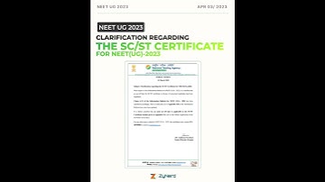 Clarification regarding the SC/ST Certificate for NEET(UG)-2023 #zynerd #neetug2023