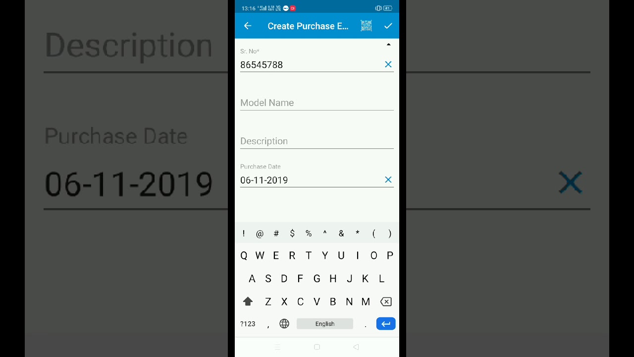 Customer Portal Mobile App - Purchase Entry