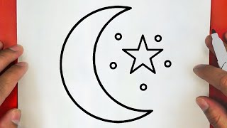 رسم سهل | طريقة رسم هلال ونجمة رمضان كريم بسهوله خطوة بخطوة | رسومات رمضان | تعليم الرسم للمبتدئين