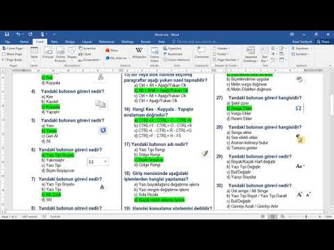 MS Word Dersleri Soru ve Cevapları