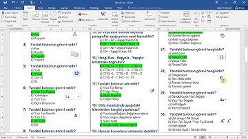 MS Word Dersleri Soru ve Cevapları