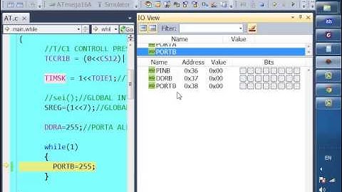 TIMER1 OVF INTERRUPT ตอน3จำลองดูREGISTERต่างๆในIO_VIEWในAVRSTUDIOรุ่น6_2