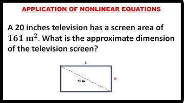 APPLICATION OF NONLINEAR EQUATIONS || DIMENSION OF TELEVISION