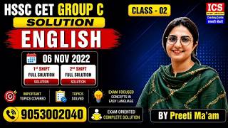 Hssc Cet Group C English Solution | Class-02 | 06 Nov 2022 | 1st & 2nd Shift  | Preeti Ma’am