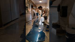 DIY Metallic Epoxy Floor ✨ Stunning Kitchen Makeover REVEALED! #shorts
