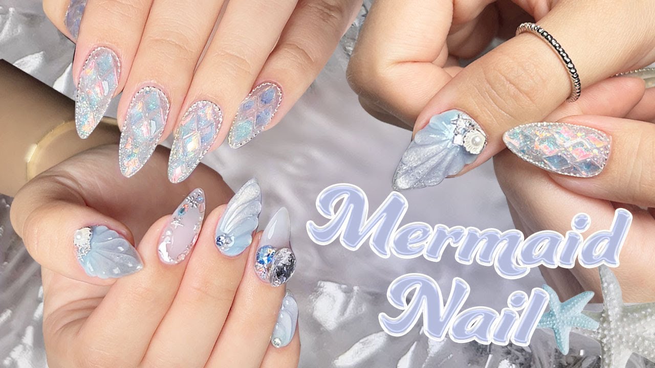 여름휴가네일🌊 네일 ASMR | 조개네일🐚 | 인어공주네일 | 파츠네일✨