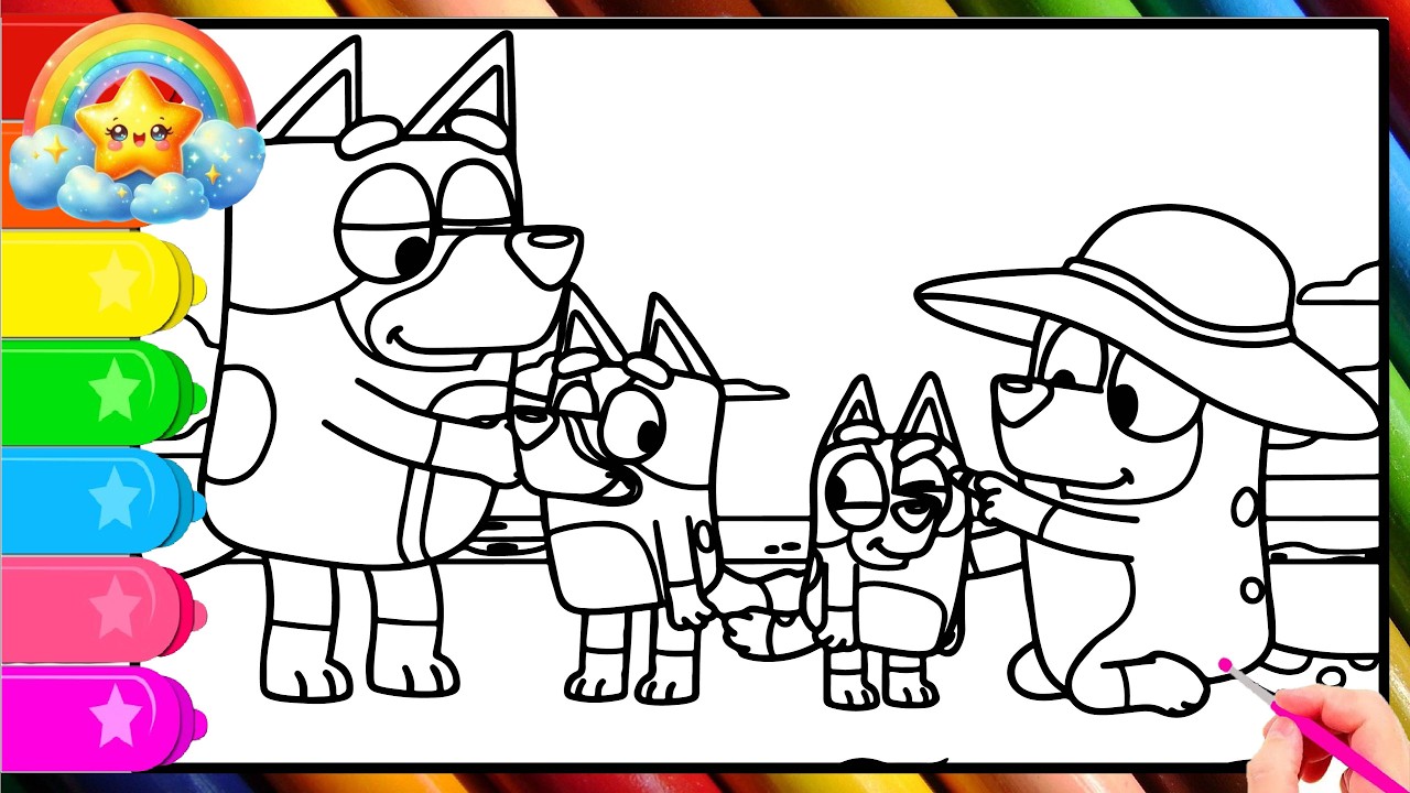 BLUEY Coloring Pages. Do you know How to color ALL CHARACTERS from Bluey show. Family and Friends