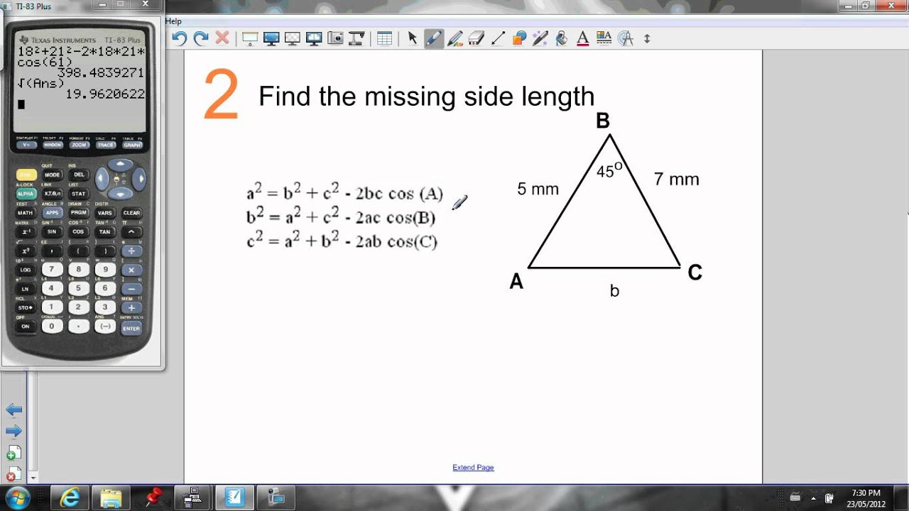 Cosine Law  Formula and Exercise Solutions — Eightify