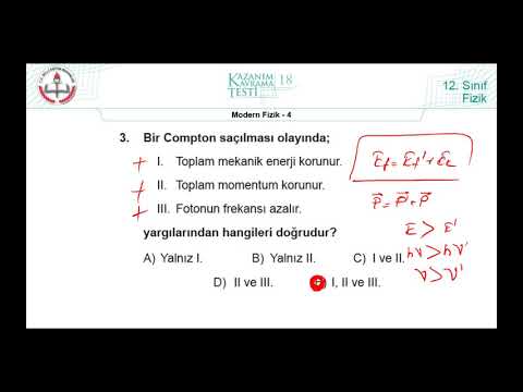 12.Sınıf MEB Fizik Kazanım Kavrama Testi-18 (Modern Fizik-4) [2018-2022] +pdf