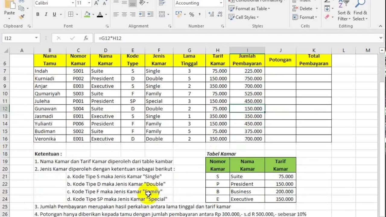 Contoh Soal dan Jawaban Excel