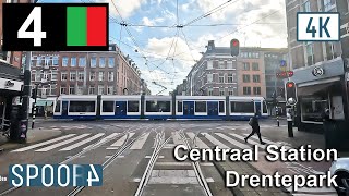 Cabinerit Tram 4 (Amsterdam) | Centraal Station - Drentepark (Tram Driver&#39;s POV)