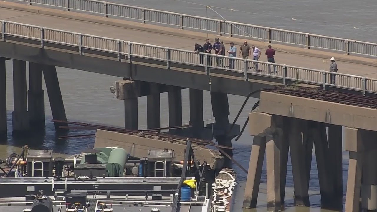Pelican Island Bridge hit by barge YouTube