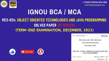 MCS-024 Solved Question Paper | Object Oriented Technologies and Java Programming | TEE D2021 | Q1