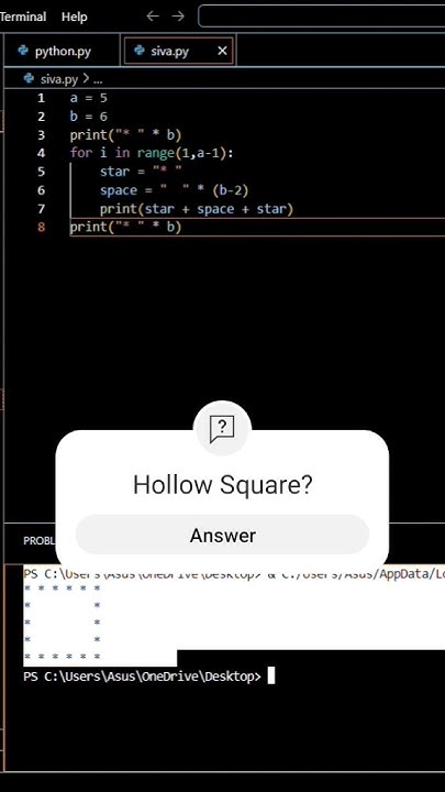 #Hollow Square in python | #trendingshorts #phython #programming # ...