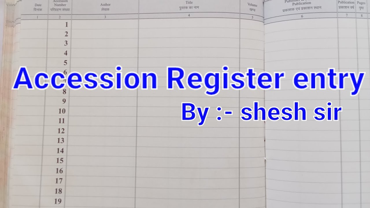 Accession Register Me Entry YouTube Accession Register Me Entry YouTube