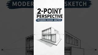 2-point perspective - modern house sketching✍️ 🏠 #drawing #art #sketch #perspective #housedrawing