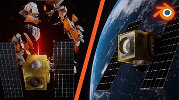 Satellite Destroys Asteroid - Blender Animation