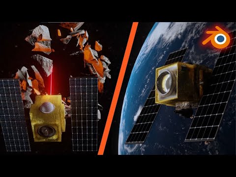 Satellite Destroys Asteroid - Blender Animation
