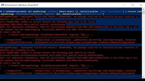 How To Fix Powershell Deployment Failed With HRESULT 0x80073D02 [StartMenuExperienceHost.exe]