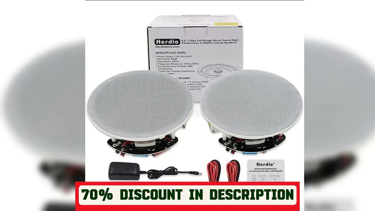 A must-have product! Herdio 2PCS 6.5 Inch Home Audio 300W Ceiling Bluetooth Speaker Home Recessed