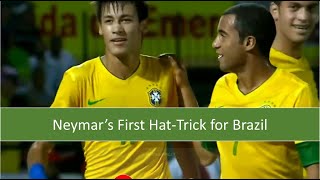 Neymar | First Hat-trick for Brazil | Young