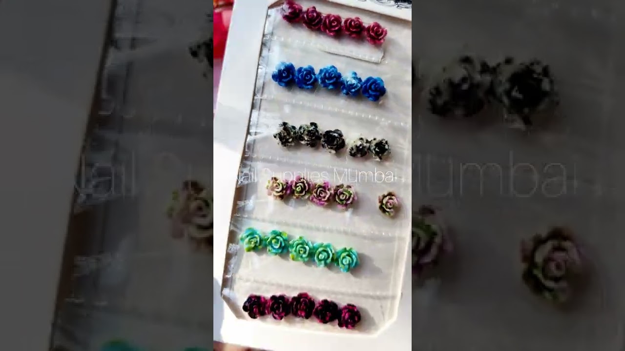 Multi Colour Rose Flower Nail Charm 
