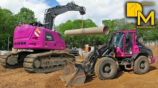 now THIS are some freaking cool looking machines LIEBHERR R920 pink excavator VOLVO L50H  loader