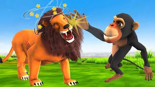 बंदर ने विशाल शेर को थप्पड़ मारा Monkey Slapped the Lion Bandar Ne Sher Ko Thappad Mara