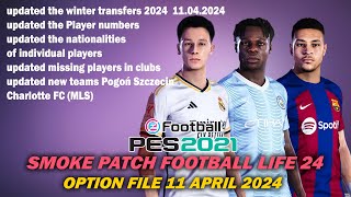 PES 2021 SMOKE PATCH FOOTBALL LIFE OPTION FILE 11 APRIL 2024