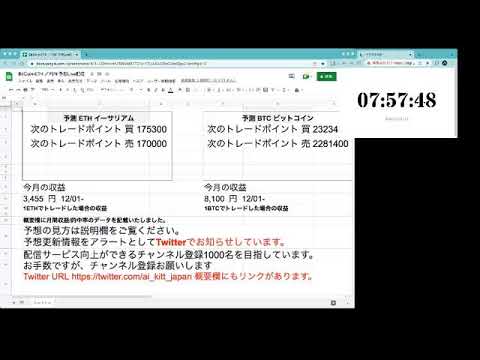 AI予想 ビットコイン・イーサリアムLive配信　2022・12・2