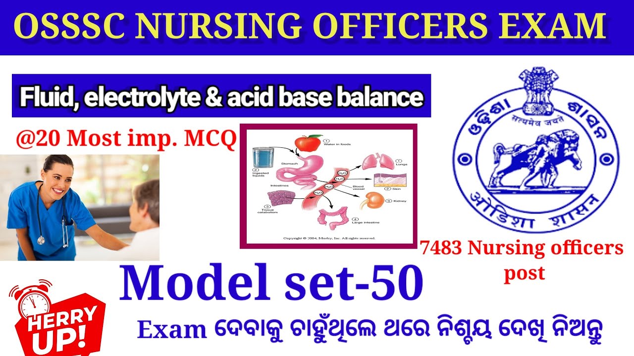 OSSSC nursing officers exam ll Fluid, electrolyte & acid base balance