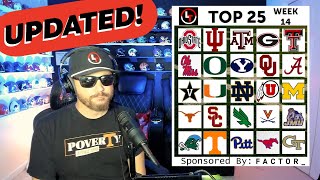 UPDATED TOP 25 COLLEGE FOOTBALL WEEK 14 2025