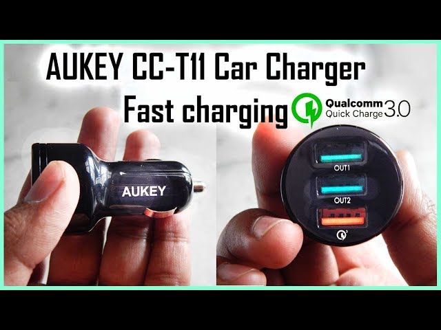 Aukey CC-T11 Three USB Port Car Charger with Qualcomm 3.0 Fast Charging