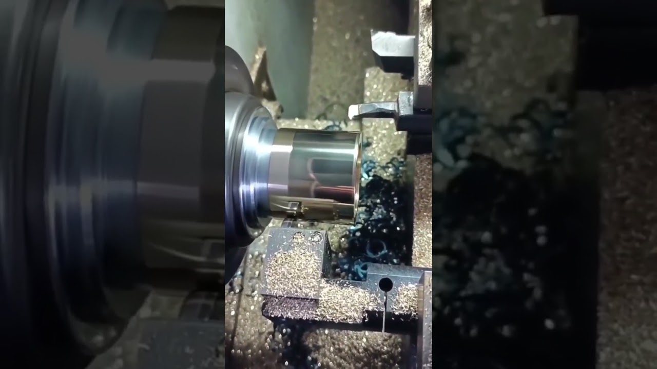 polishing bronze on a lathe, metal processing cnc 