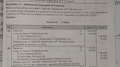 ISSUE OF Debentures at par discount  ,Repayable at Premium Journal Entries Sybcom SEM 4Sybaf CA