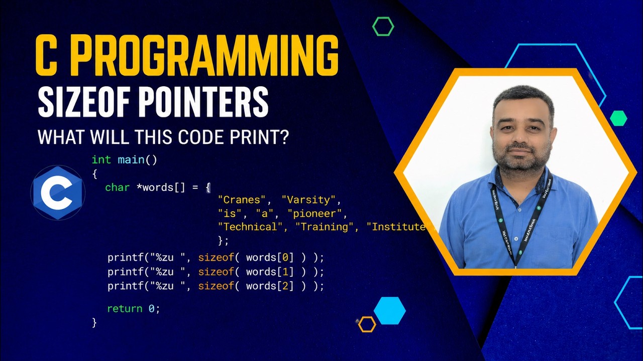 TRICKY C Interview MCQ: The sizeof Trap with Array of Pointers - YouTube
