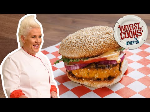 anne-burrell-makes-turkey-burgers-|-worst-cooks-in-america