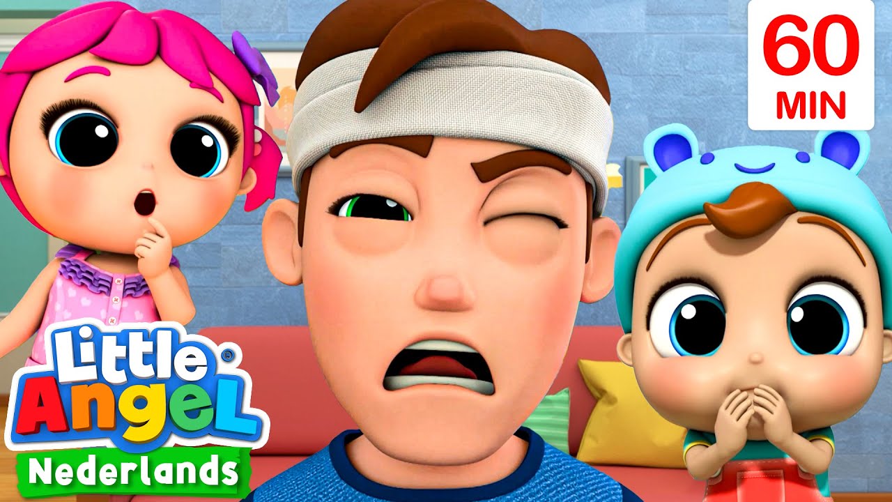Papa heeft zich bezeerd | Kinderliedjes met Baby John | Little Angel Nederlands