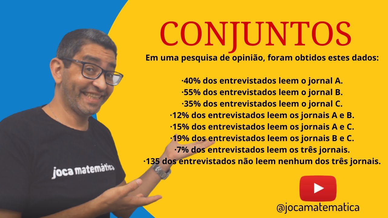 Conjuntos: Em uma pesquisa de opinião, foram obtidos estes dados: - YouTube