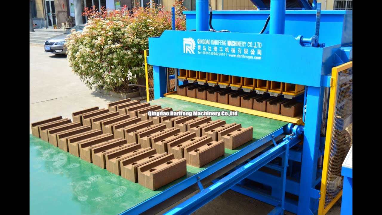 DF10-10 interlocking clay brick machine for making U brick - YouTube