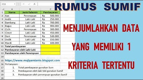 RUMUS SUMIF UNTUK MENJUMLAHKAN DATA YANG MEMILIKI SATU KRITERIA