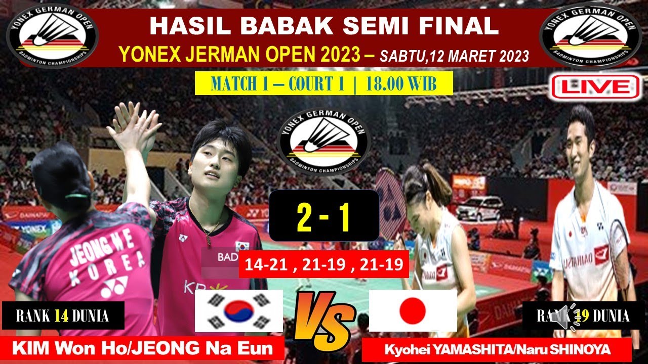 XD -Kim Won Ho/Jeong Na Eun (Kor) vs Kyohei Yamashita/Naru Shinoya (JPN)-Hasil Semifinal German Open