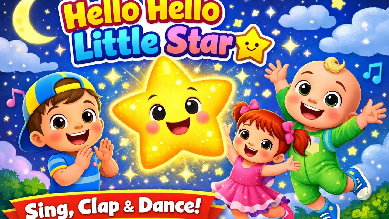 Hello Hello Little Star ⭐ | Fun Nursery Rhyme for Kids | Sing, Clap & Dance 🎶