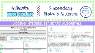 Adding Integers Standard Algorithm Guided Notes Lesson | 6th Grade Math