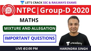 Most Important Questions of Mixture and Allegation | Maths | Target NTPC & Group-D 2021